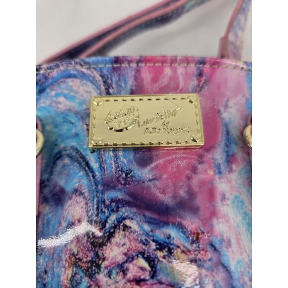 Luv Betsey Johnson Celestial Cosmic Marbled Blue Pink Mini Crossbody Bag Purse - Picture 8 of 11